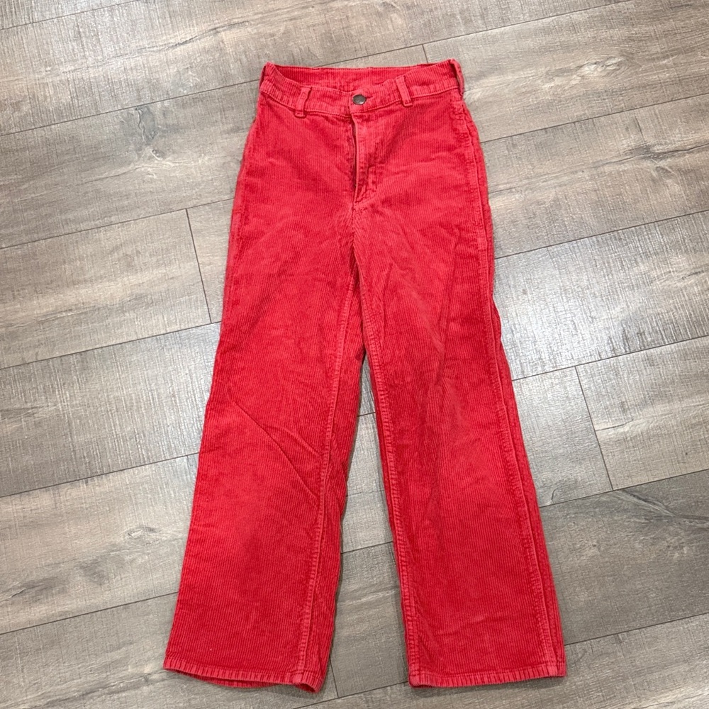 Red Women’s Corduroy Jeans - Classic High-Rise Wide Leg